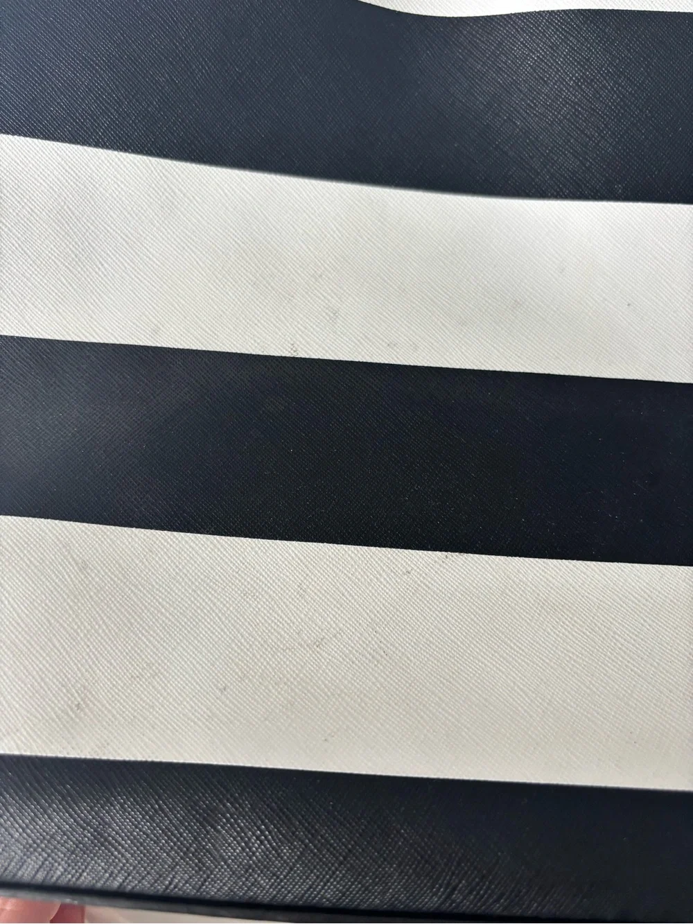 Michael Kors Jet Set Large Striped Saffiano Leather Tote Bag Black White